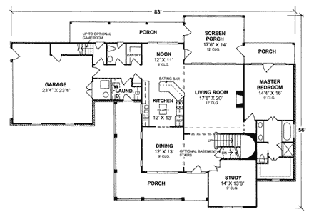 House Plan 68168 First Level Plan