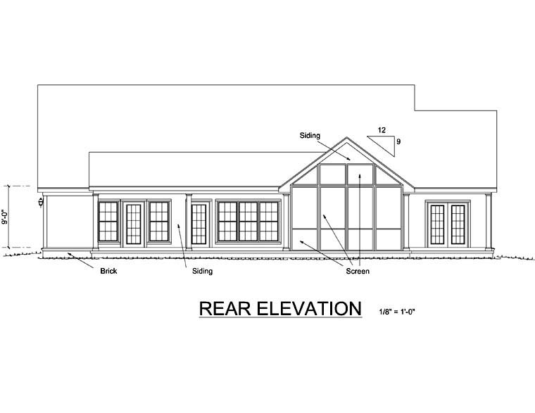 Country Traditional Rear Elevation of Plan 68169