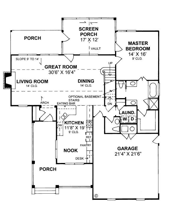 Country Farmhouse Level One of Plan 68170