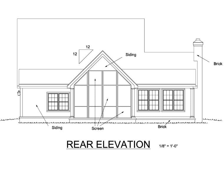 Country Farmhouse Rear Elevation of Plan 68170