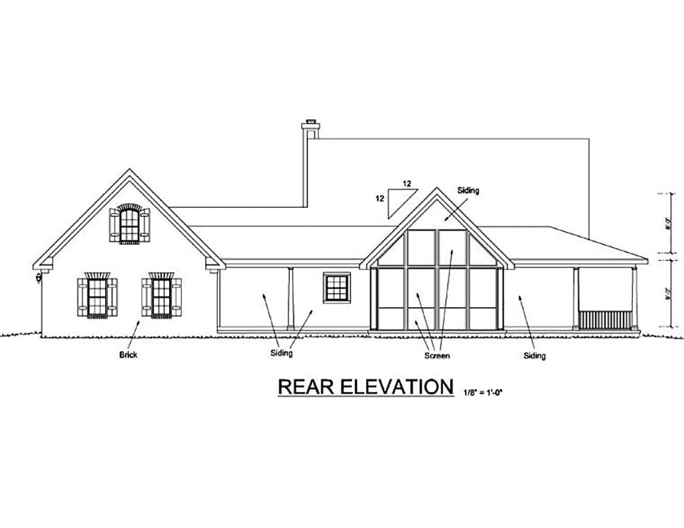 Country, Southern Plan with 1675 Sq. Ft., 3 Bedrooms, 3 Bathrooms, 2 Car Garage Picture 9