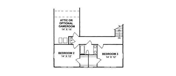 Colonial Country Farmhouse Southern Level Two of Plan 68173