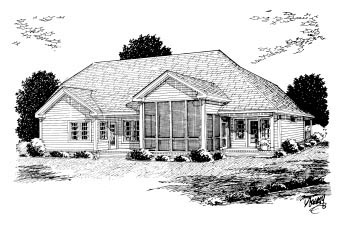 Traditional Rear Elevation of Plan 68175