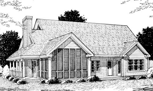 Country Farmhouse Southern Rear Elevation of Plan 68176