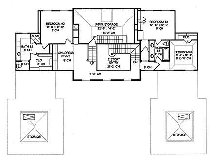 House Plan 68186 Second Level Plan