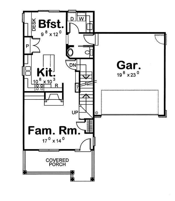 Country Farmhouse Level One of Plan 68188