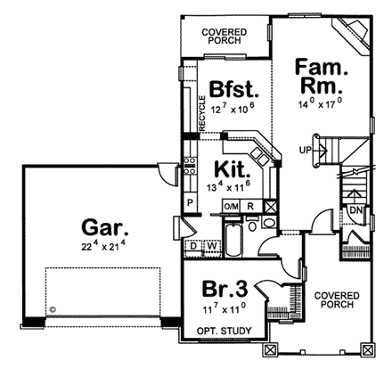 House Plan 68196 First Level Plan