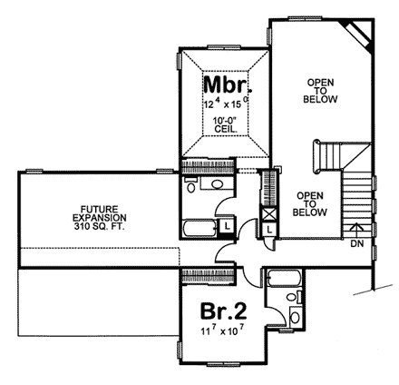 House Plan 68196 Second Level Plan