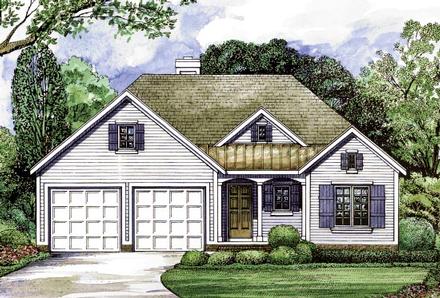 Country One-Story Traditional Elevation of Plan 68201