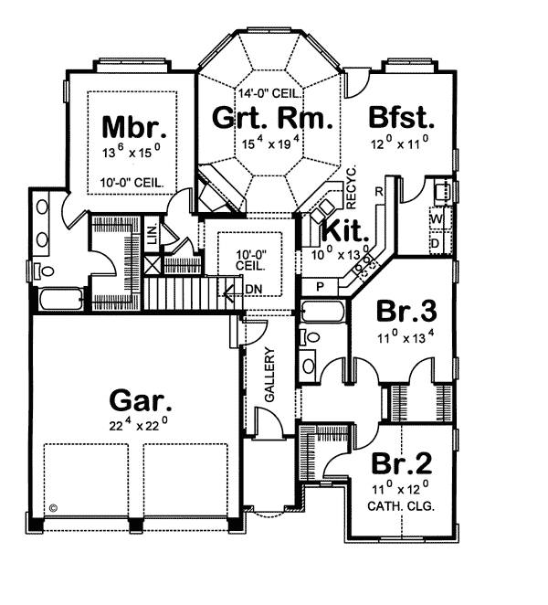 European One-Story Level One of Plan 68202