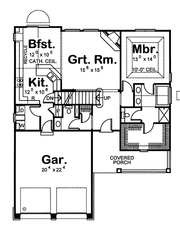 Bungalow Country Southern Level One of Plan 68203