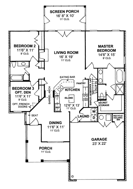 House Plan 68209 First Level Plan