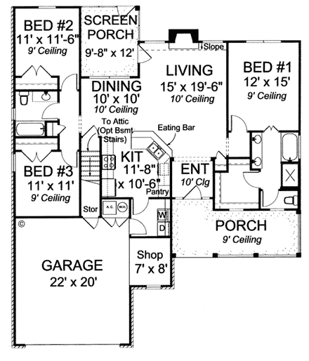 House Plan 68226 First Level Plan