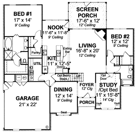 House Plan 68227 First Level Plan