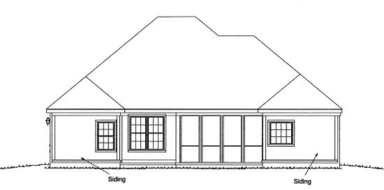 Traditional Rear Elevation of Plan 68230