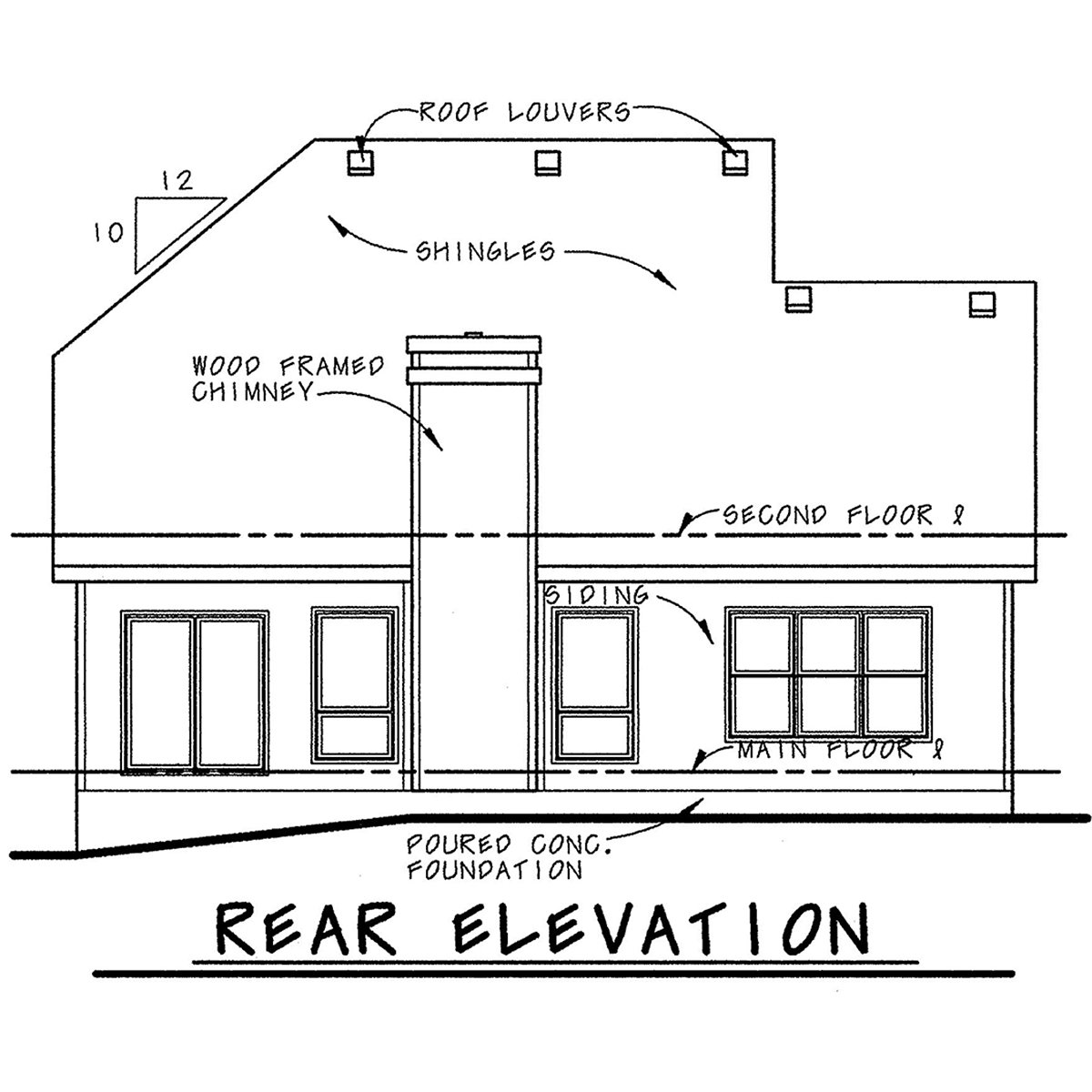 Narrow Lot Traditional Rear Elevation of Plan 68235