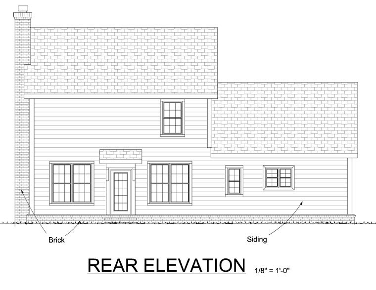 Traditional Rear Elevation of Plan 68336