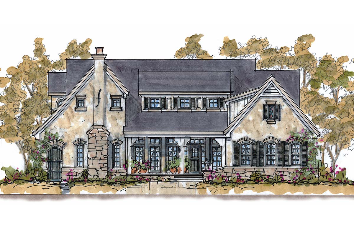 Traditional Plan with 3464 Sq. Ft., 4 Bedrooms, 4 Bathrooms, 3 Car Garage Elevation