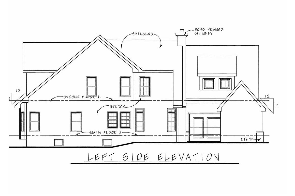 Traditional Plan with 3464 Sq. Ft., 4 Bedrooms, 4 Bathrooms, 3 Car Garage Picture 3