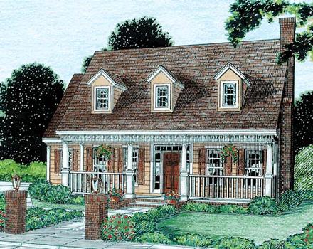 Cape Cod Country Southern Elevation of Plan 68341