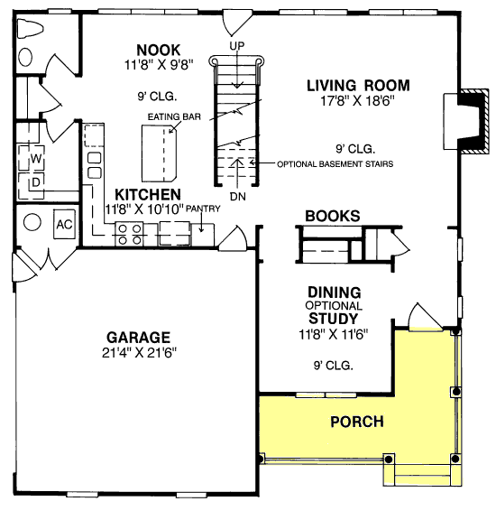 Country Farmhouse Level One of Plan 68347