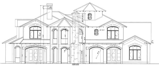 Mediterranean Plan with 4719 Sq. Ft., 4 Bedrooms, 4 Bathrooms, 3 Car Garage Rear Elevation