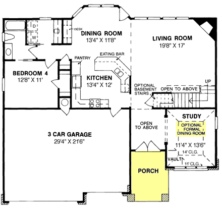 House Plan 68424 First Level Plan