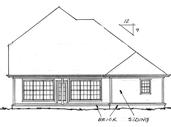 Traditional Rear Elevation of Plan 68426