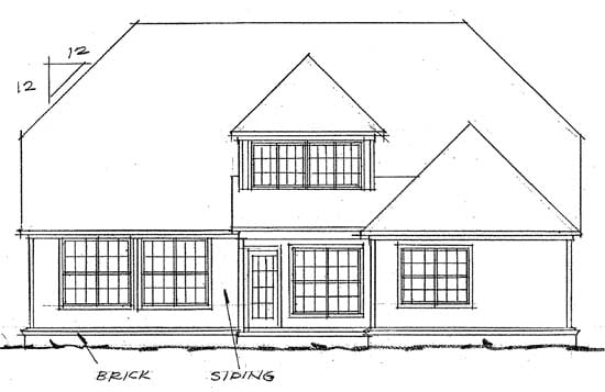 Traditional Rear Elevation of Plan 68435