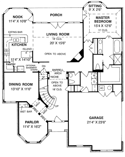 House Plan 68436 First Level Plan