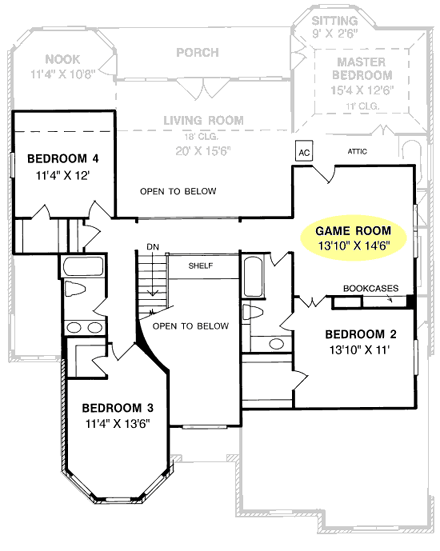 House Plan 68436 Second Level Plan