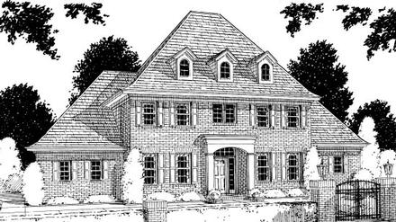 Colonial French Country Greek Revival Elevation of Plan 68441