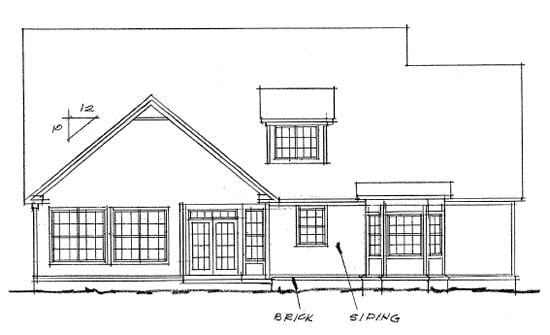 European Rear Elevation of Plan 68444