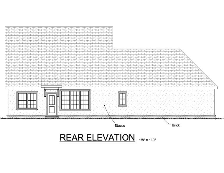 European Rear Elevation of Plan 68450