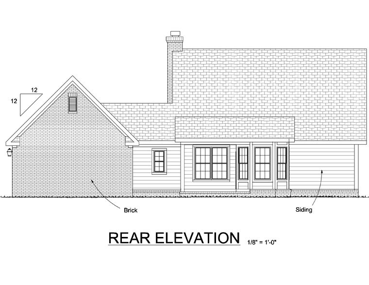 Cape Cod Country Rear Elevation of Plan 68451