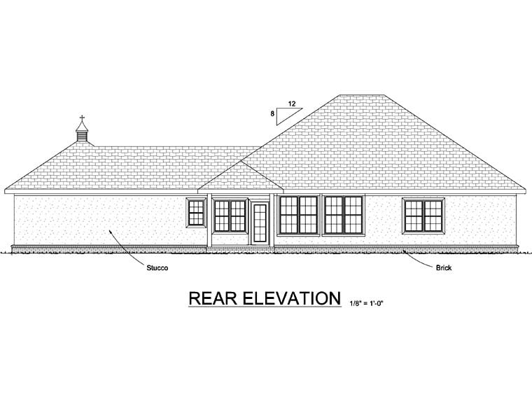 French Country Rear Elevation of Plan 68456