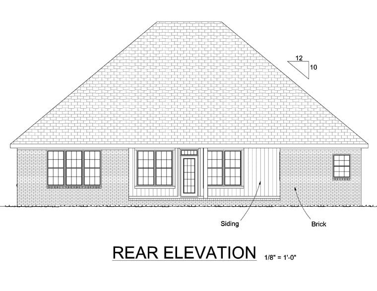 Country Traditional Rear Elevation of Plan 68457