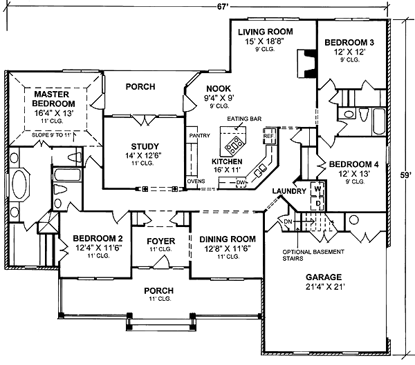 Colonial Traditional Level One of Plan 68460