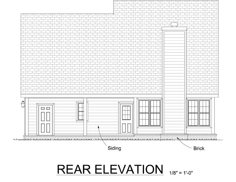 Traditional Rear Elevation of Plan 68462