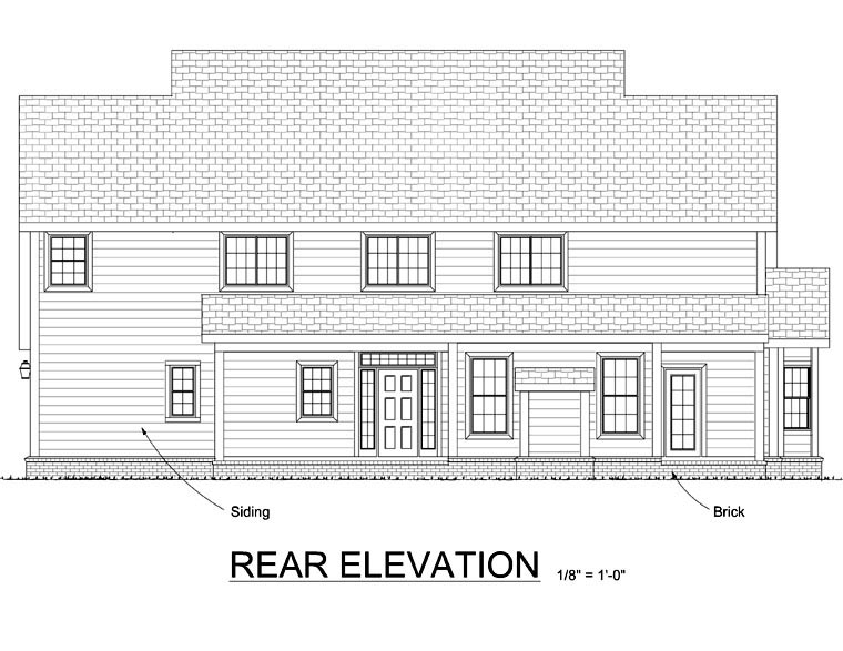Traditional Rear Elevation of Plan 68463