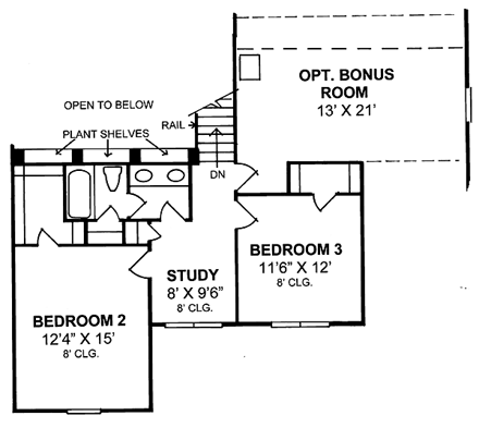House Plan 68464 Second Level Plan