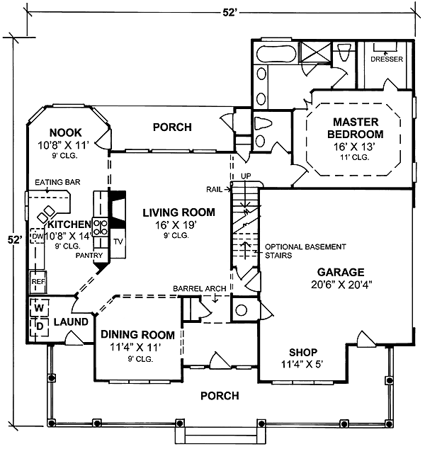 Colonial French Country Level One of Plan 68465