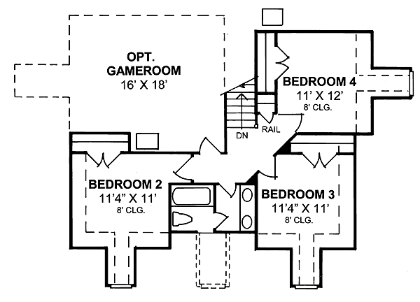 Colonial French Country Level Two of Plan 68465