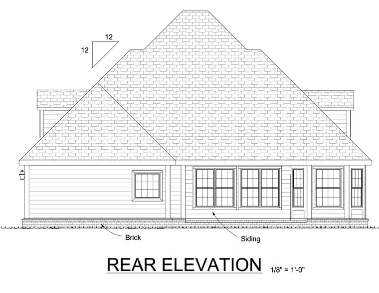 Colonial French Country Rear Elevation of Plan 68465