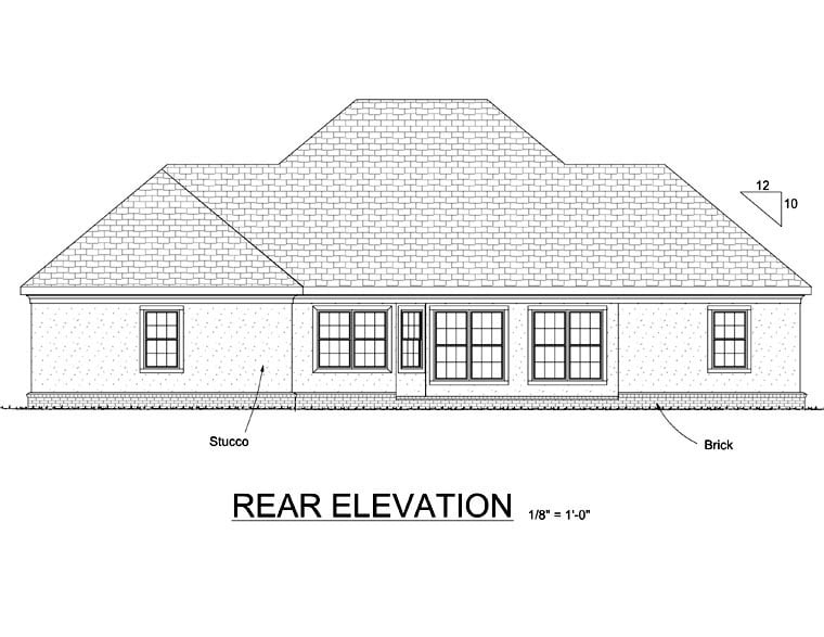 Colonial Greek Revival Rear Elevation of Plan 68466