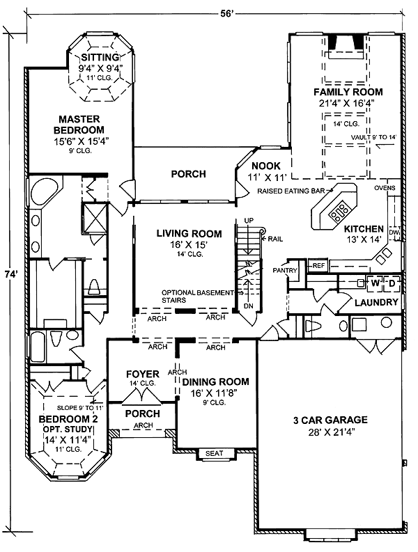 House Plan 68467 - Traditional Style with 3397 Sq Ft, 4 Bed, 4 Bath, 1 ...