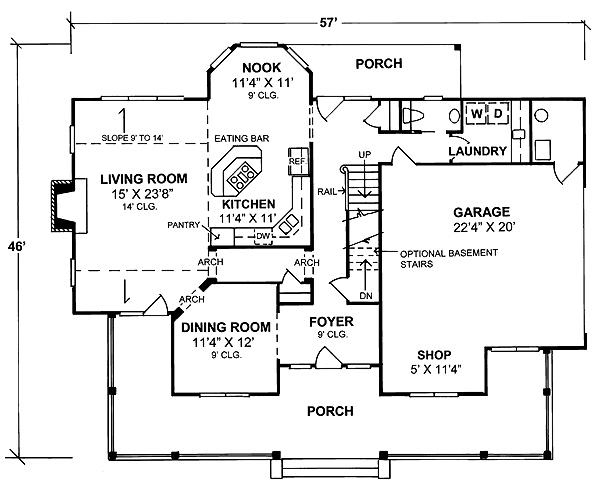 Country Farmhouse Southern Level One of Plan 68468