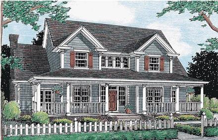 Country Farmhouse Southern Elevation of Plan 68468