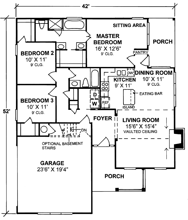 Cottage Traditional Level One of Plan 68470