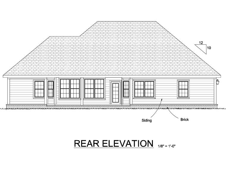 Traditional Rear Elevation of Plan 68479